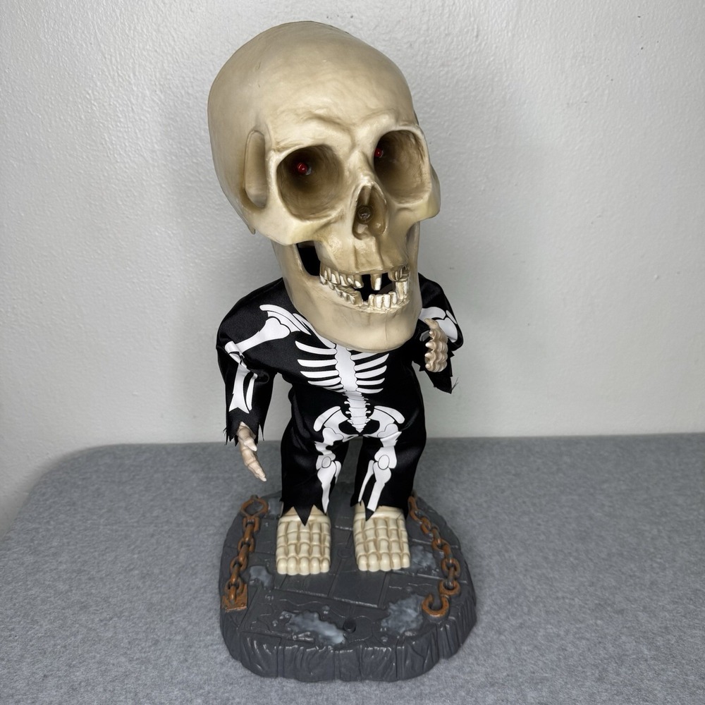 Gemmy Animated Singing Dancing Big Head Skeleton Halloween Figurine READ